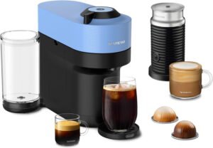 Nespresso Vertuo Pop+ Coffee and Espresso Machine by De'Longhi with Aeroccino Milk Frother, Pacific Blue
