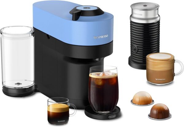 Nespresso Vertuo Pop+ Coffee and Espresso Machine by De'Longhi with Aeroccino Milk Frother, Pacific Blue