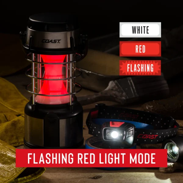 COAST EAL18 LED Lantern – 460 Lumens, Dual Color (White & Red), 4 Light Modes, IP54 Rated