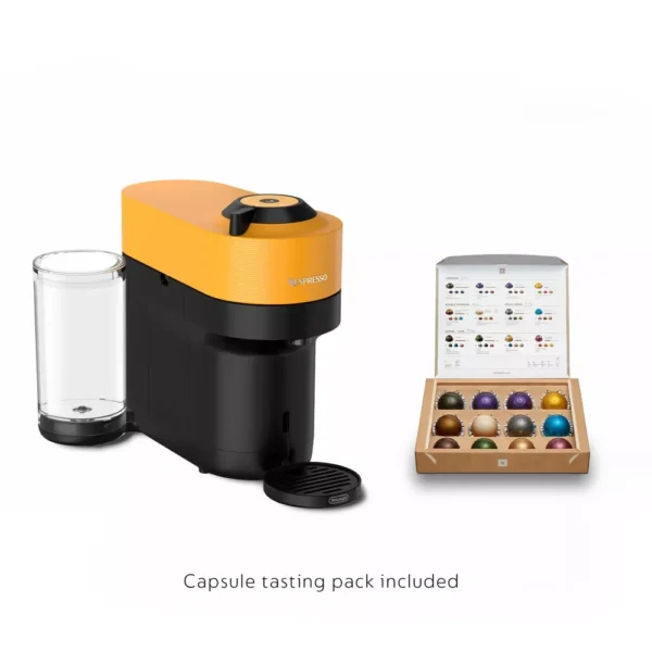 Nespresso Vertuo Pop+ Combination Espresso and Coffee Maker with Milk Frother, Mango
