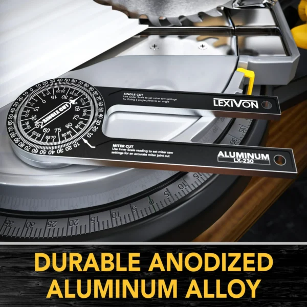 LEXIVON Aluminum Miter Saw Protractor | 7-Inch Rust Proof Angle Finder Featuring