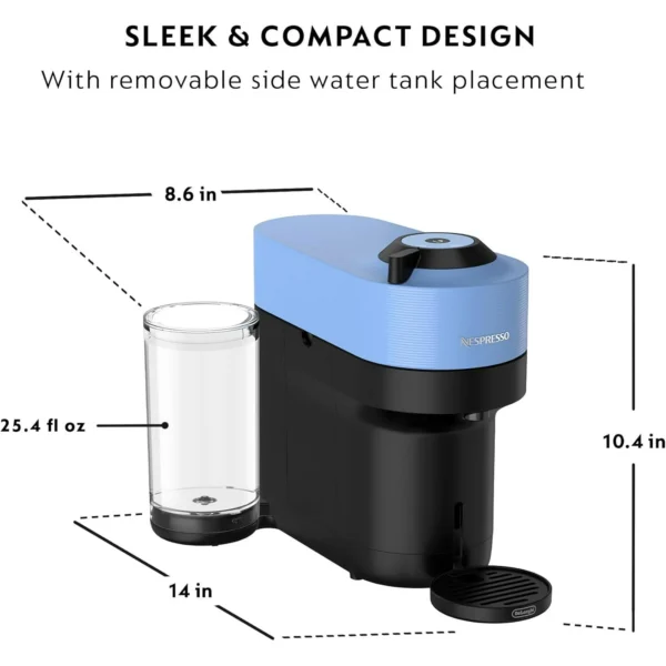 Nespresso Vertuo Pop+ Coffee and Espresso Machine by De'Longhi with Aeroccino Milk Frother, Pacific Blue