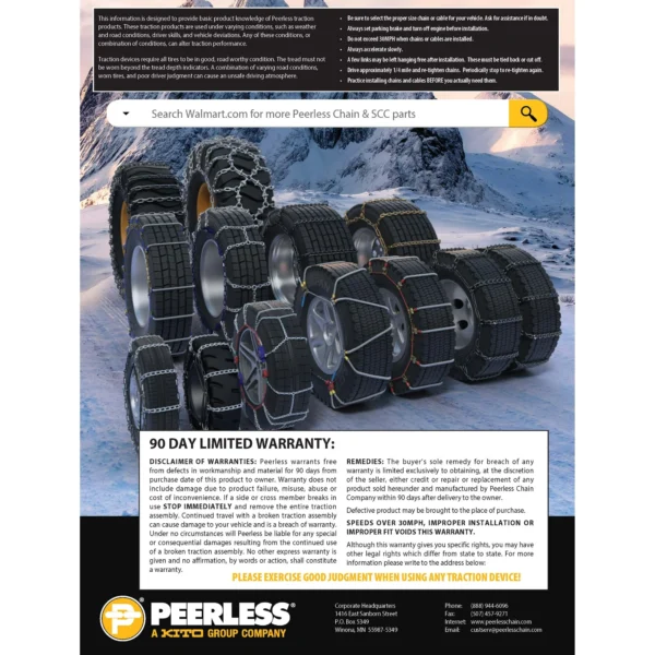 Peerless Chain Light Truck Tire Cable, #0196155