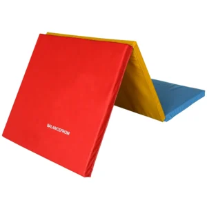 BalanceFrom 6 Ft. x 2 Ft. x 1.5 In. Three-Fold High Density Foam Folding Exercise Mat with Carrying Handles for MMA, Gymnastics and Home Gym, Multi-color
