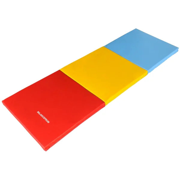 BalanceFrom 6 Ft. x 2 Ft. x 1.5 In. Three-Fold High Density Foam Folding Exercise Mat with Carrying Handles for MMA, Gymnastics and Home Gym, Multi-color