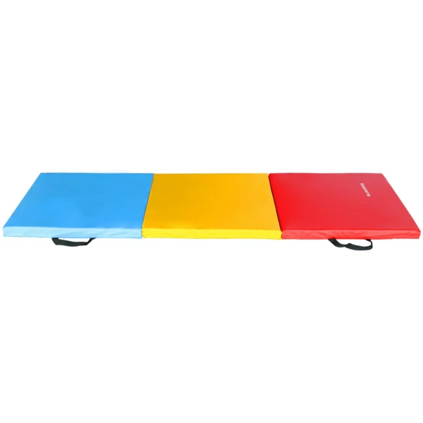 BalanceFrom 6 Ft. x 2 Ft. x 1.5 In. Three-Fold High Density Foam Folding Exercise Mat with Carrying Handles for MMA, Gymnastics and Home Gym, Multi-color