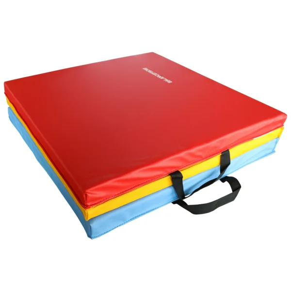 BalanceFrom 6 Ft. x 2 Ft. x 1.5 In. Three-Fold High Density Foam Folding Exercise Mat with Carrying Handles for MMA, Gymnastics and Home Gym, Multi-color