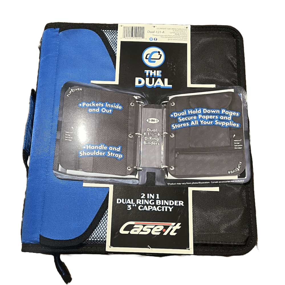 3 Inch, D Ring Binder 2-in-1 Zipper Binder, Black & Red, Assembled Product Height 13" x Depth 3.14 x Width 12.99", Handle and Shoulder Strap Included (Blue)