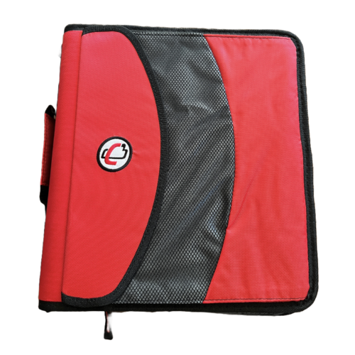 Case-it 3 Inch, D Ring Binder 2-in-1 Zipper Binder Black & Red With Strap