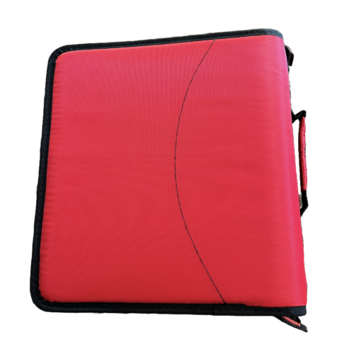 Case-it 3 Inch, D Ring Binder 2-in-1 Zipper Binder Black & Red With Strap