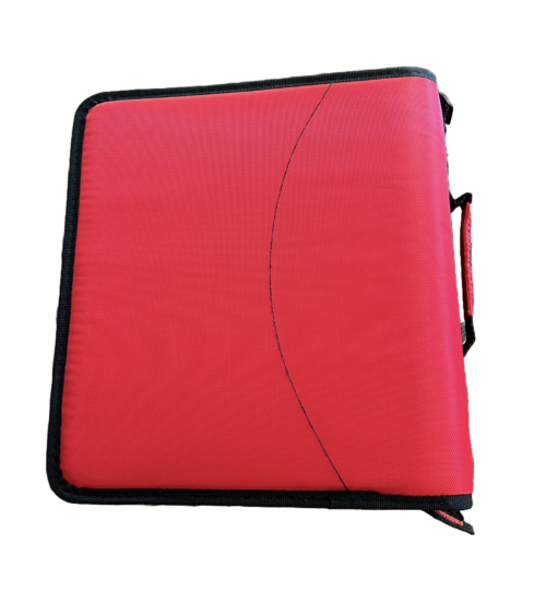 Case-it 3 Inch, D Ring Binder 2-in-1 Zipper Binder Black & Red With Strap