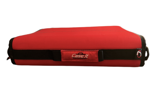 Case-it 3 Inch, D Ring Binder 2-in-1 Zipper Binder Black & Red With Strap