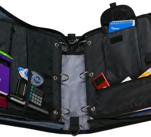 3 Inch, D Ring Binder 2-in-1 Zipper Binder, Black & Red, Assembled Product Height 13" x Depth 3.14 x Width 12.99", Handle and Shoulder Strap Included