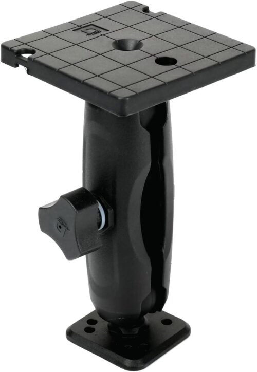 Day Drift Marine Square Fish Finder Mount, Heavy Duty Aluminum, 4x4 inch Base, Quick Attach, Black