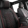 sit4 Red Stitch Truck Seat Covers Fits F150 2015-2023 Faux Leather Cushion Compatible with Ford F150 Crew Cab, Front Seats Only