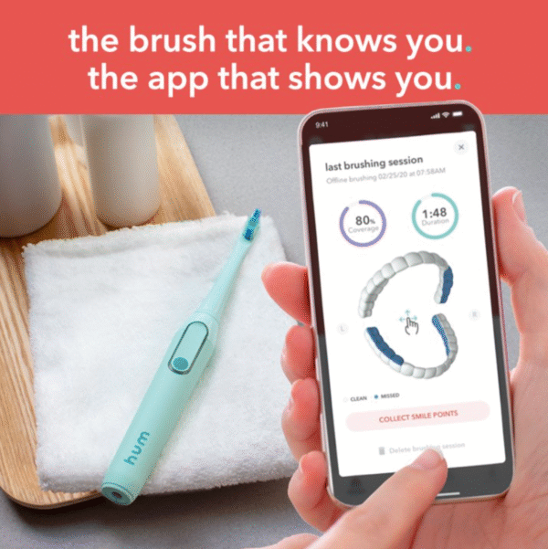 Screenshot 2026-01-22 at 8.03.29 AM hum by Colgate Smart Electric Toothbrush, Rechargeable Sonic Toothbrush with Travel Case, Teal