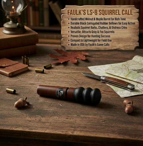 LS-85-3 Faulk's Game Calls Deluxe Squirrel Call LS-85, Brown
