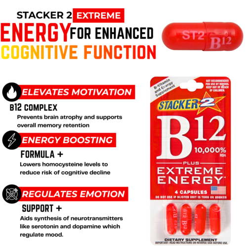 Stacker 2 B12 Blister Packs - Extreme Energy (4 Per Card)