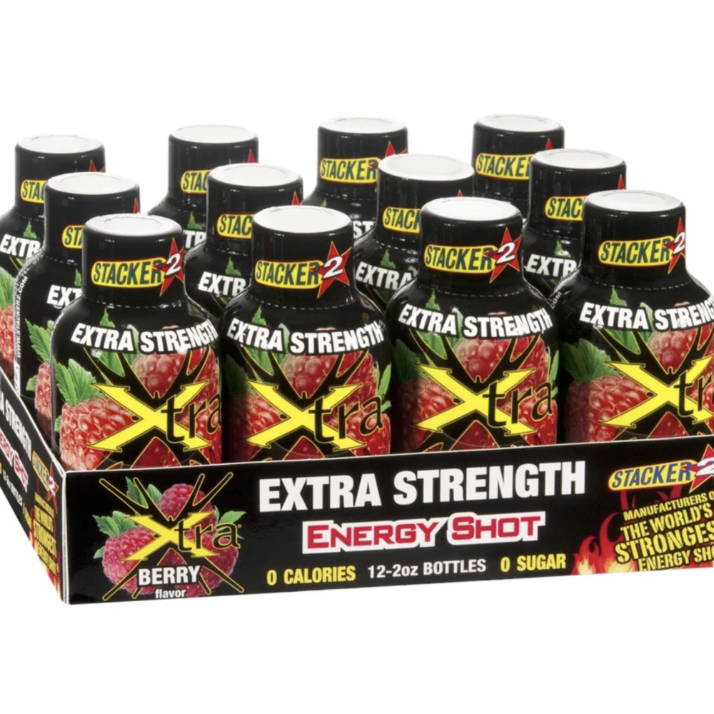 Stacker 2 Xtra Energy Shot - Berry Flavor (Pack of 12)