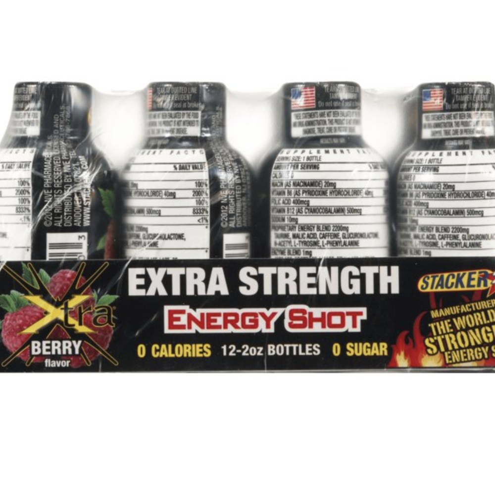 Stacker 2 Xtra Energy Shot - Berry Flavor (Pack of 12)