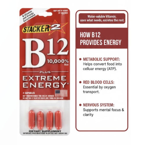 Stacker 2 B12 Blister Packs - Extreme Energy (4 Per Card)