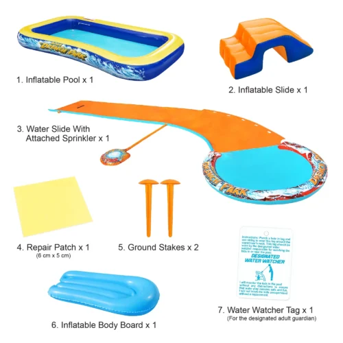 d15 Banzai Aqua Drench 3-in-1 Splash Park for Outdoor Summer Fun Ages 3+