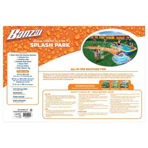 d3 Banzai Aqua Drench 3-in-1 Splash Park for Outdoor Summer Fun Ages 3+