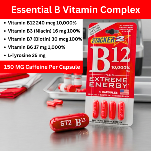 Stacker 2 B12 Blister Packs - Extreme Energy (4 Per Card)