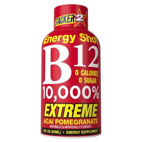 Stacker 2 Vitamin B Complex B12 B6 B3 Liquid Energy Shots - Vegan Cyanocobalamin, 10,000% DRV - B-6 Pyridoxine 40mg - B3 Niacinamide (Niacin) 20mg (2oz, Pack of 24)