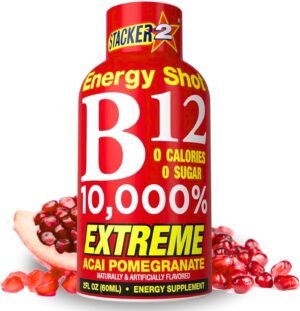 Stacker 2 Vitamin B Complex B12 B6 B3 Liquid Energy Shots - (2oz, Pack of 24)