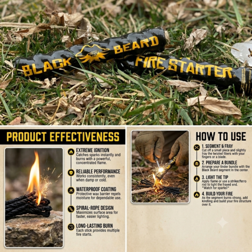 Gemini_Generated_Image_908vx8908vx8908v Black Beard Fire Starter Rope - Weatherproof & Reliable