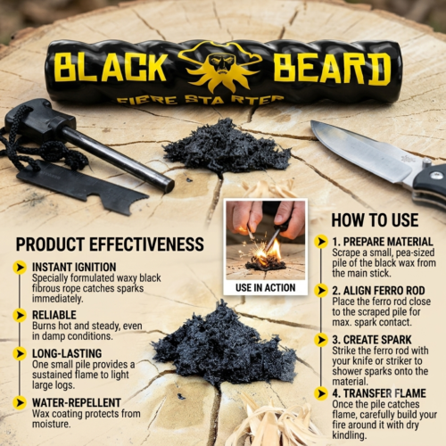 Gemini_Generated_Image_oaw05xoaw05xoaw0 Black Beard Fire Starter Rope - Weatherproof & Reliable