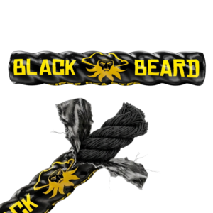 Black Beard fire starter rope with a frayed end ready to light