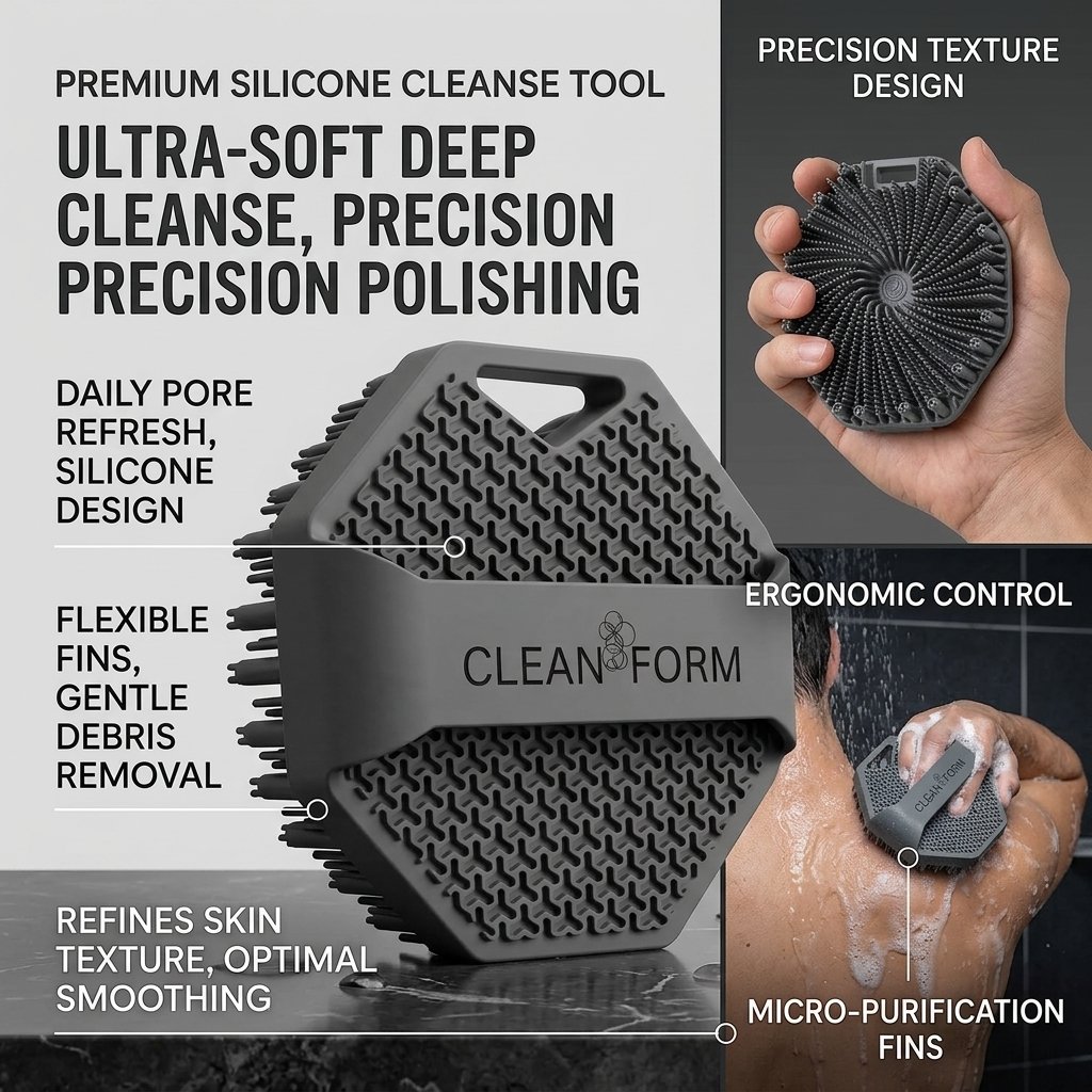 Clean Form scrubber soft silicone bristles and grip